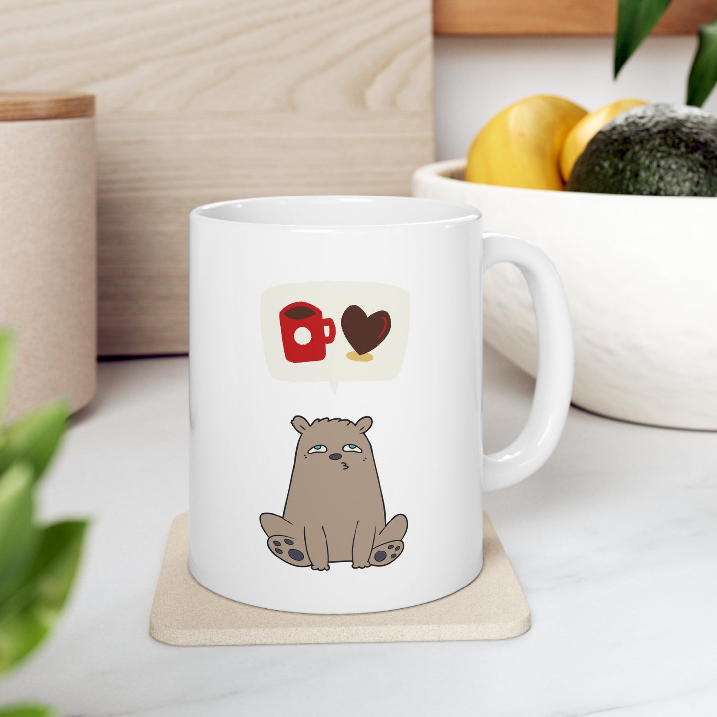 Cute Sleepy Bear Heart Coffee Ceramic Mug 11oz