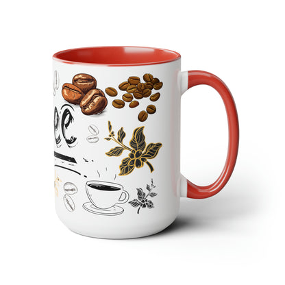 Coffee Beans Two-Tone Coffee Mugs, 15oz