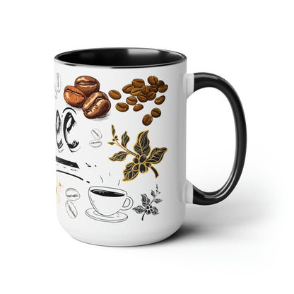 Coffee Beans Two-Tone Coffee Mugs, 15oz