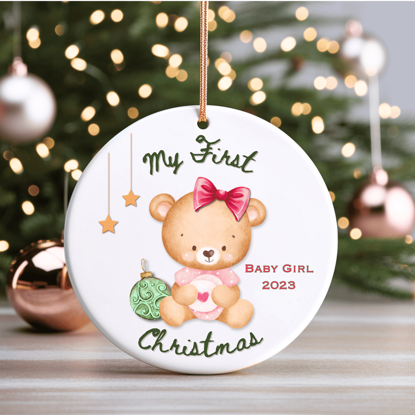 My First Christmas Baby Girl 2023 Ceramic Ornament