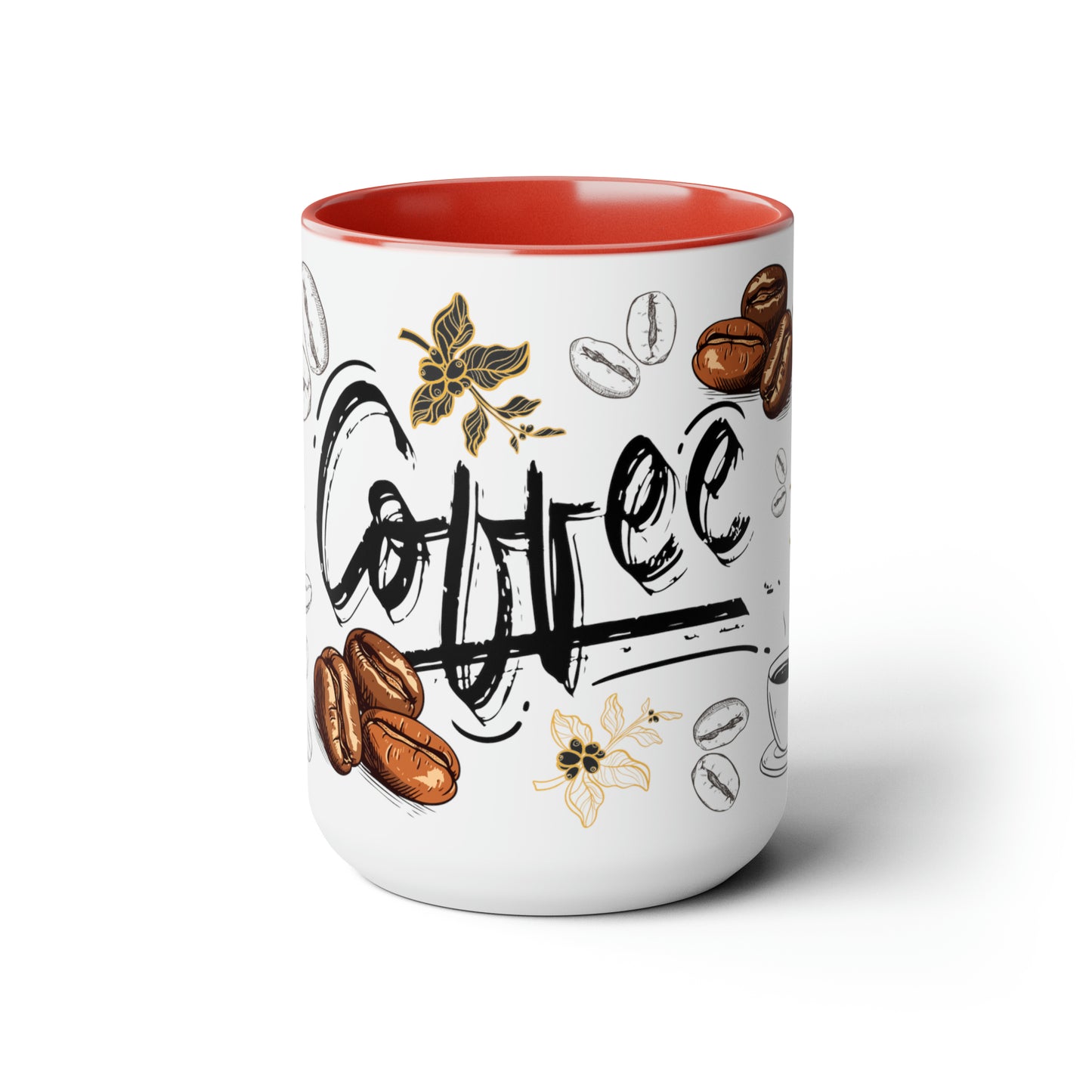 Coffee Beans Two-Tone Coffee Mugs, 15oz