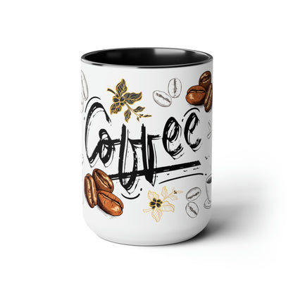 Coffee Beans Two-Tone Coffee Mugs, 15oz