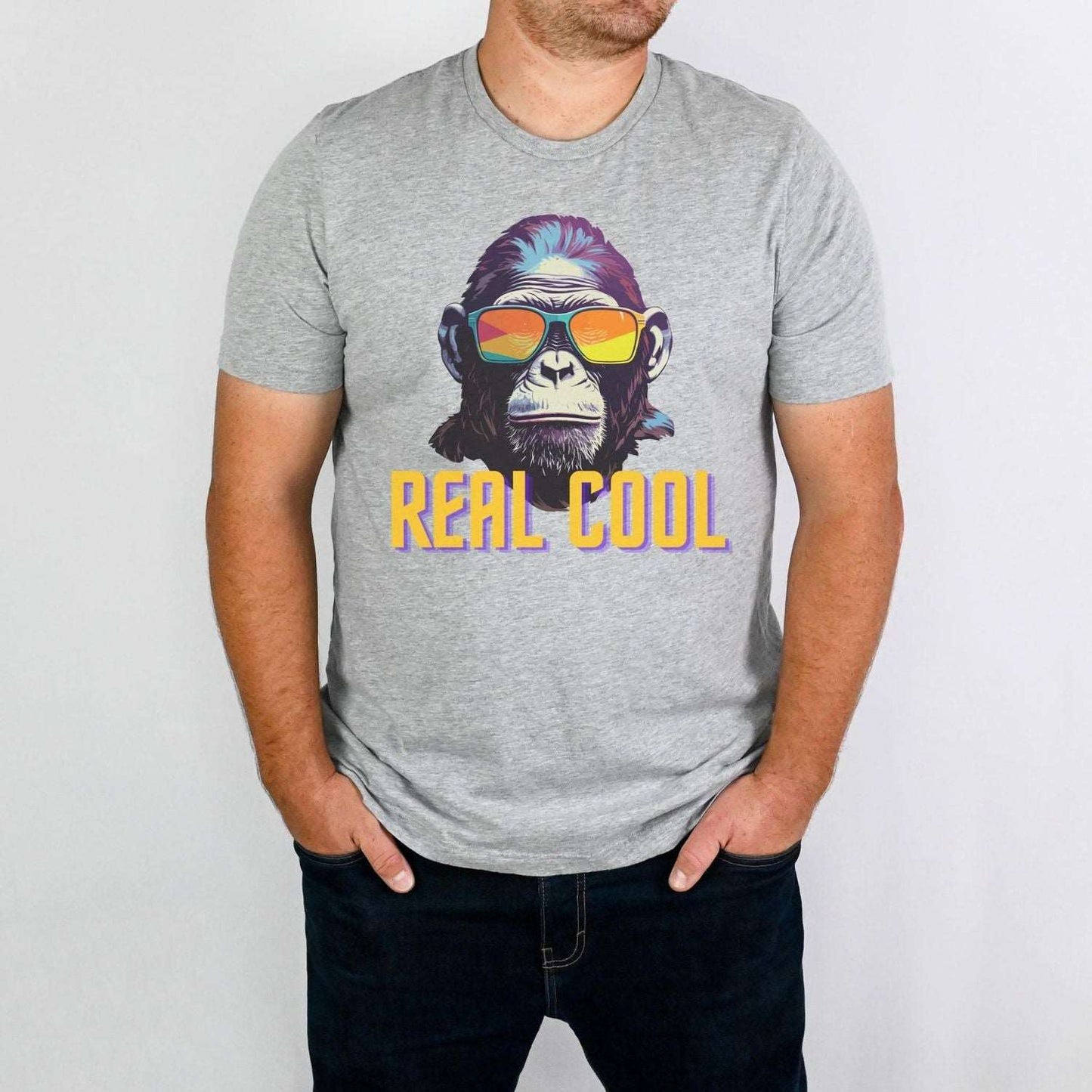 Real Cool Monkey with Sunglasses Mens T Shirt