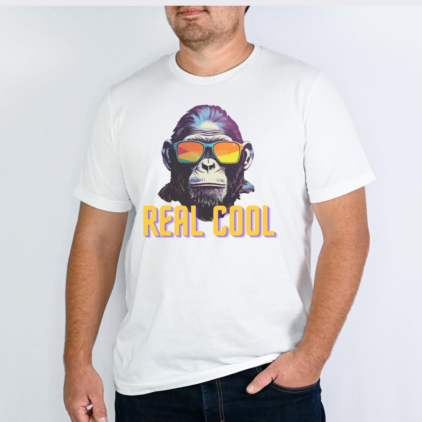 Real Cool Monkey with Sunglasses Mens T Shirt