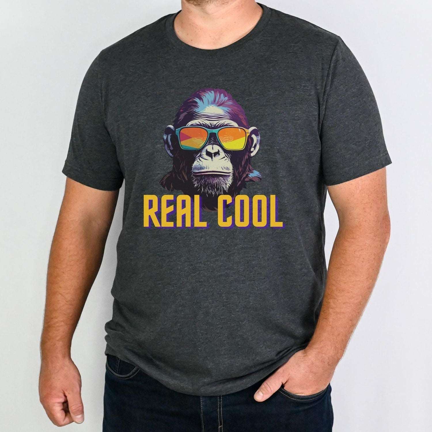 Real Cool Monkey with Sunglasses Mens T Shirt