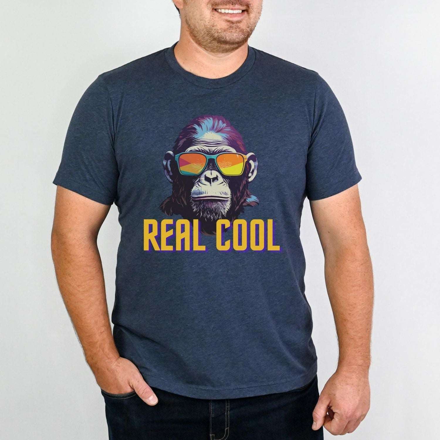 Real Cool Monkey with Sunglasses Mens T Shirt