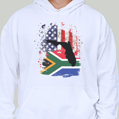 South African Flag American Flag Florida State Emblem Hooded Sweatshirt