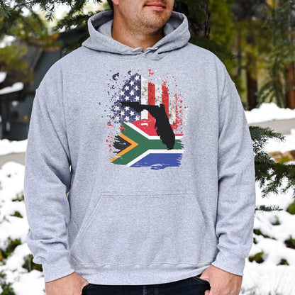 South African Flag American Flag Florida State Emblem Hooded Sweatshirt