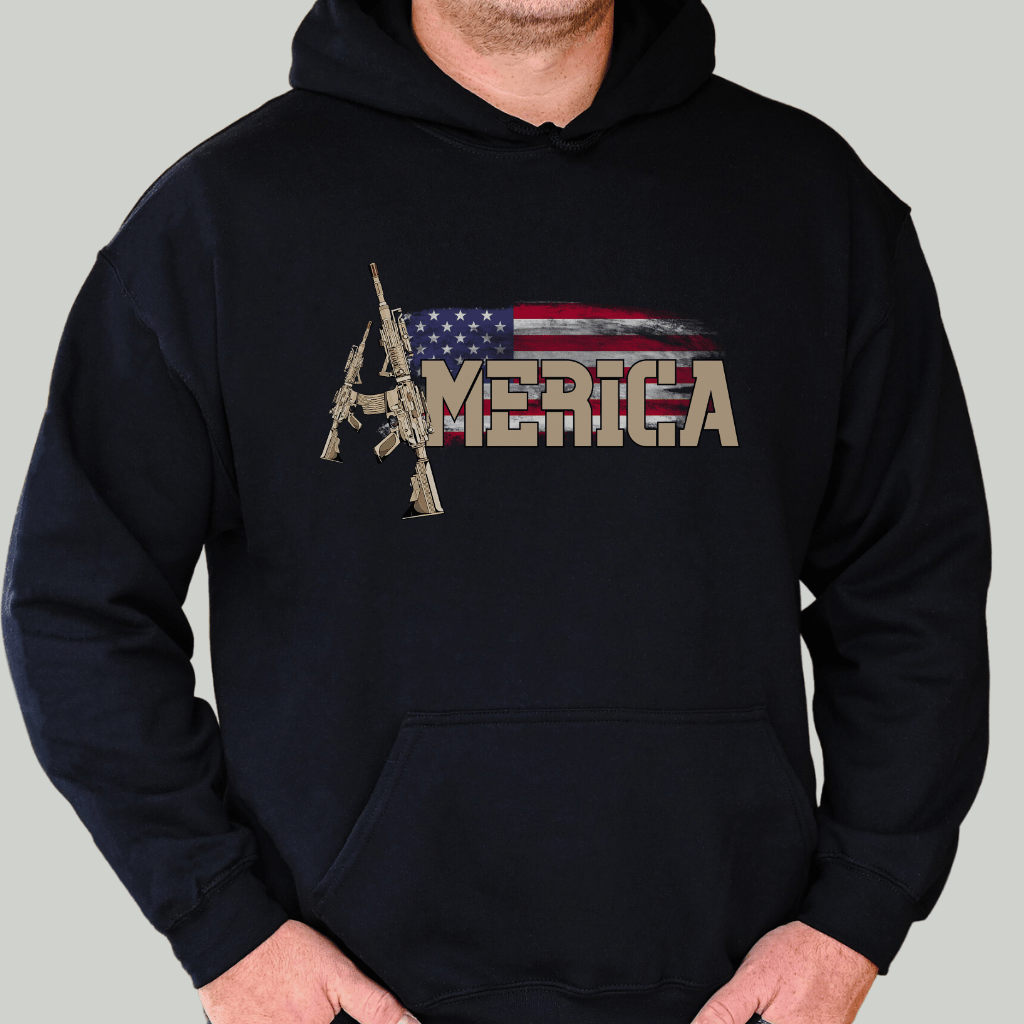 America with AR-15 Hoodie Sweatshirt