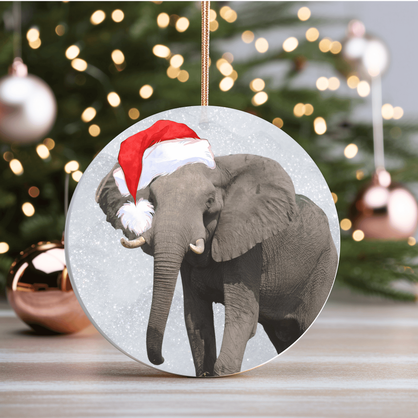 African Elephant Big 5 Christmas Ceramic Ornament