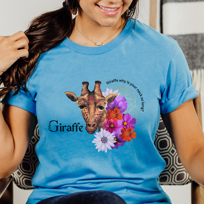 Giraffe, Why is Your Neck so Long? Unisex Jersey Short Sleeve Tee