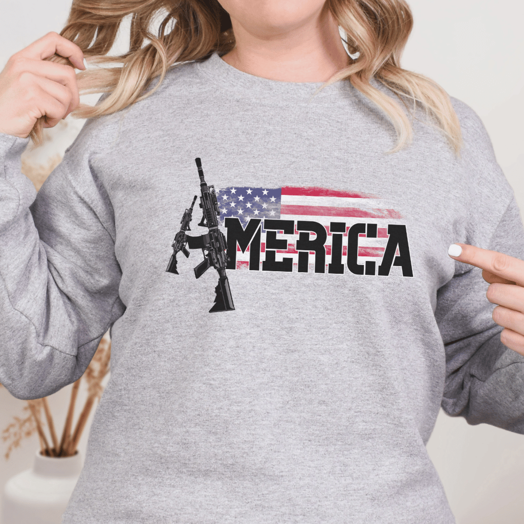 America with AR-15 Crewneck Sweatshirt