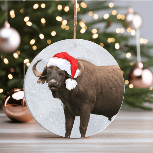 African Cape Buffalo Christmas Ceramic Ornament