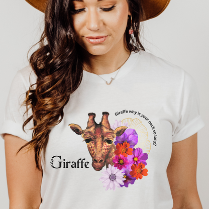 Giraffe, Why is Your Neck so Long? Unisex Jersey Short Sleeve Tee